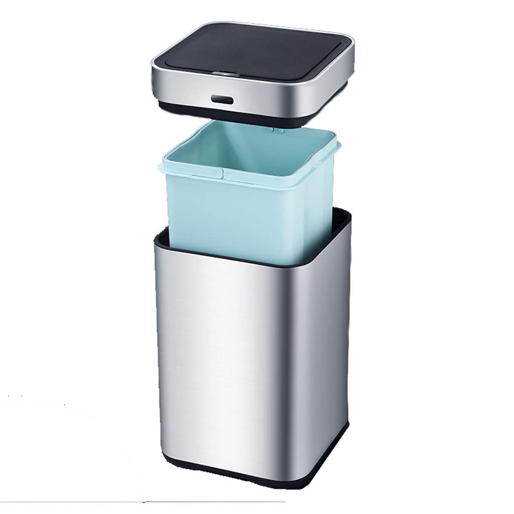 Automatic Sensor Trash Can - 10L Stainless Steel Smart Garbage Bin with Rechargeable Battery for Kitchen, Living Room & Bathroom - Hands-Free Motion Sensor Waste Basket for Home & Office Use