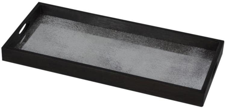NOTRE MONDE Rectangular Tray - Medium Heavy Duty Aged Frosted Mystic Gold Mirror Wood Serving Tray for Dining Table, Coffee Table, Vanity & Home Decor