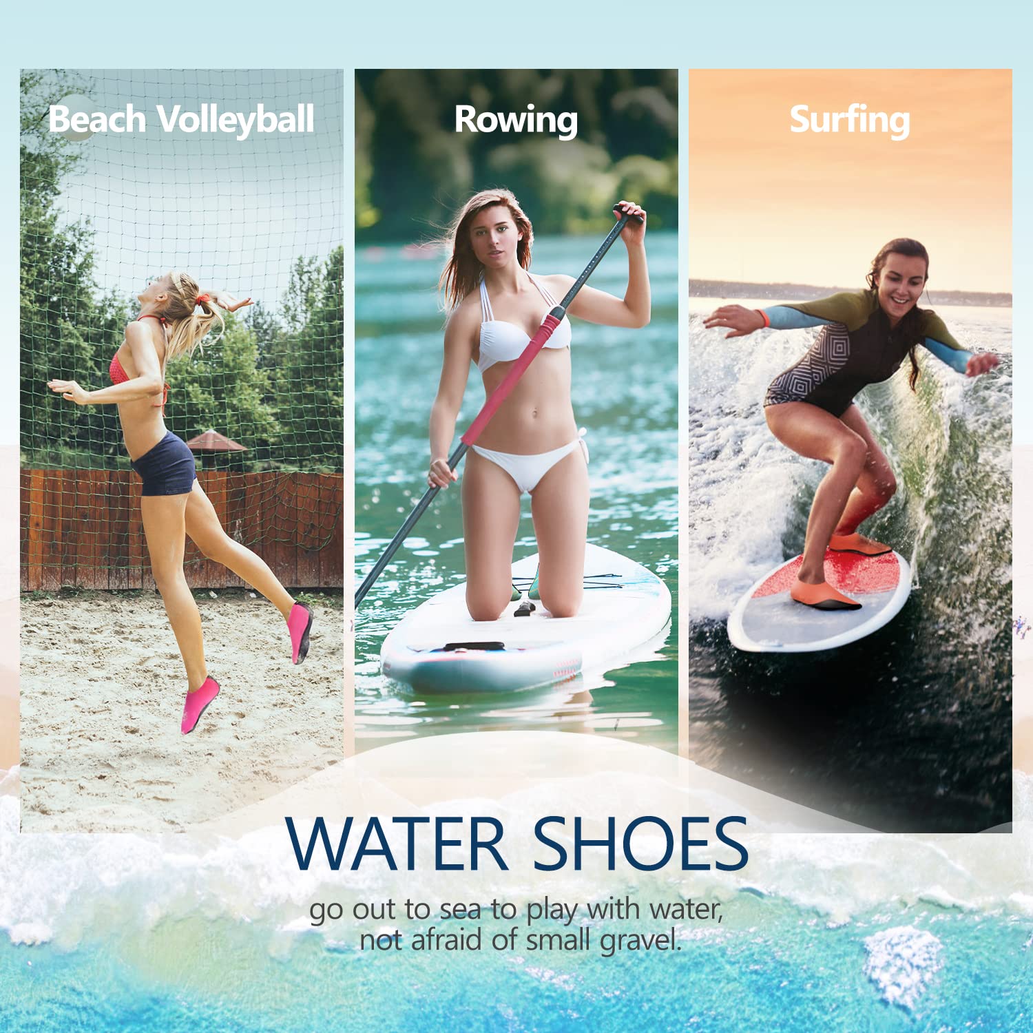 JACKSHIBO Water Shoes for Women & Men - Quick-Dry Swim Shoes, Aqua Socks for Swimming, Beach, Pool, Yoga & Surfing | Cruise Essentials & Water Activities
