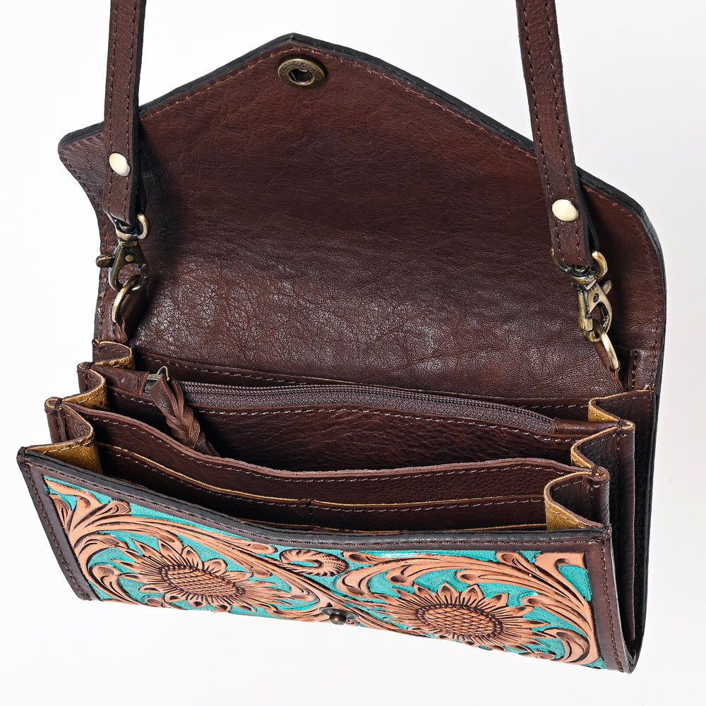 **American Darling Genuine Leather Women's Western Handbag - Hand Tooled Cowhide Purse for Casual & Country Style Outfits**
