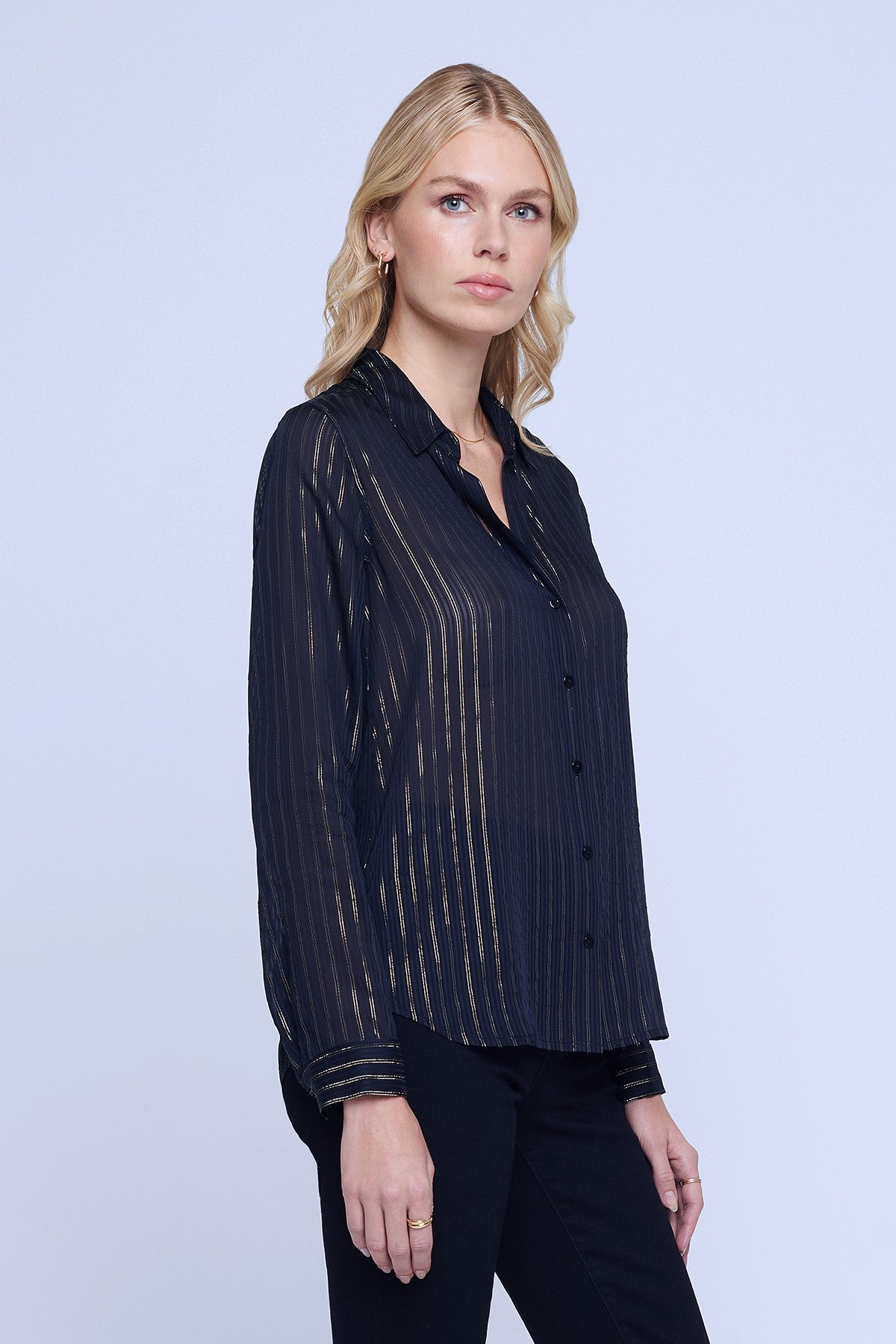 L'Agence Laurent Women's Silk Blouse - Elegant Long Sleeve Button Down Shirt for Work & Evening Wear | Perfect for Office, Date Night & Special Occasions