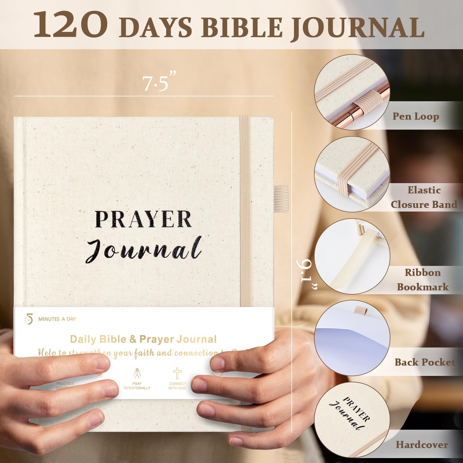 Christian Prayer Journal for Women & Men - 7.5 x 9