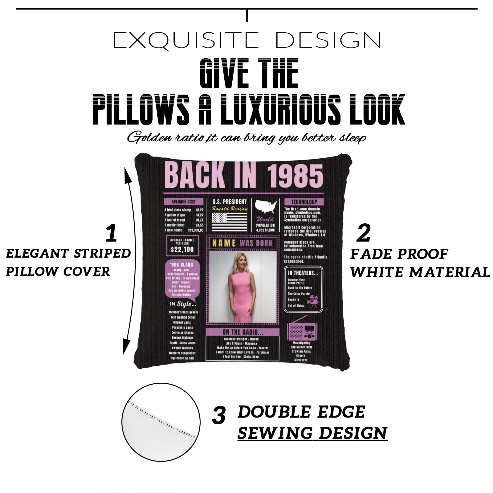 Custom 39th Birthday Throw Pillow for Women - Soft Purple 1985 Themed Gift for Men & Women, Perfect for Sofa Decor & Birthday Party Celebrations
