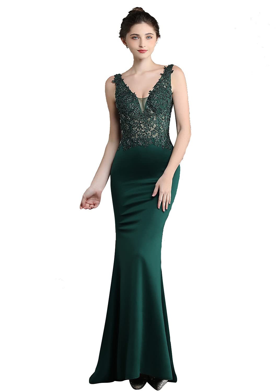 Elegant Long Mermaid Evening Dresses for Women - V Neck Sleeveless Cocktail Party Gown | Perfect for Prom, Wedding Guest, and Formal Events