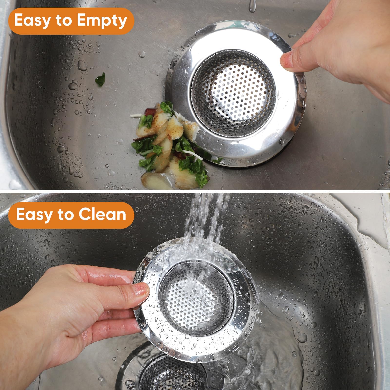 2 Pack 4.5 Inch Stainless Steel Kitchen Sink Strainer - Durable Sink Drain Food Catcher for Kitchen, Bathroom, and Utility Sinks