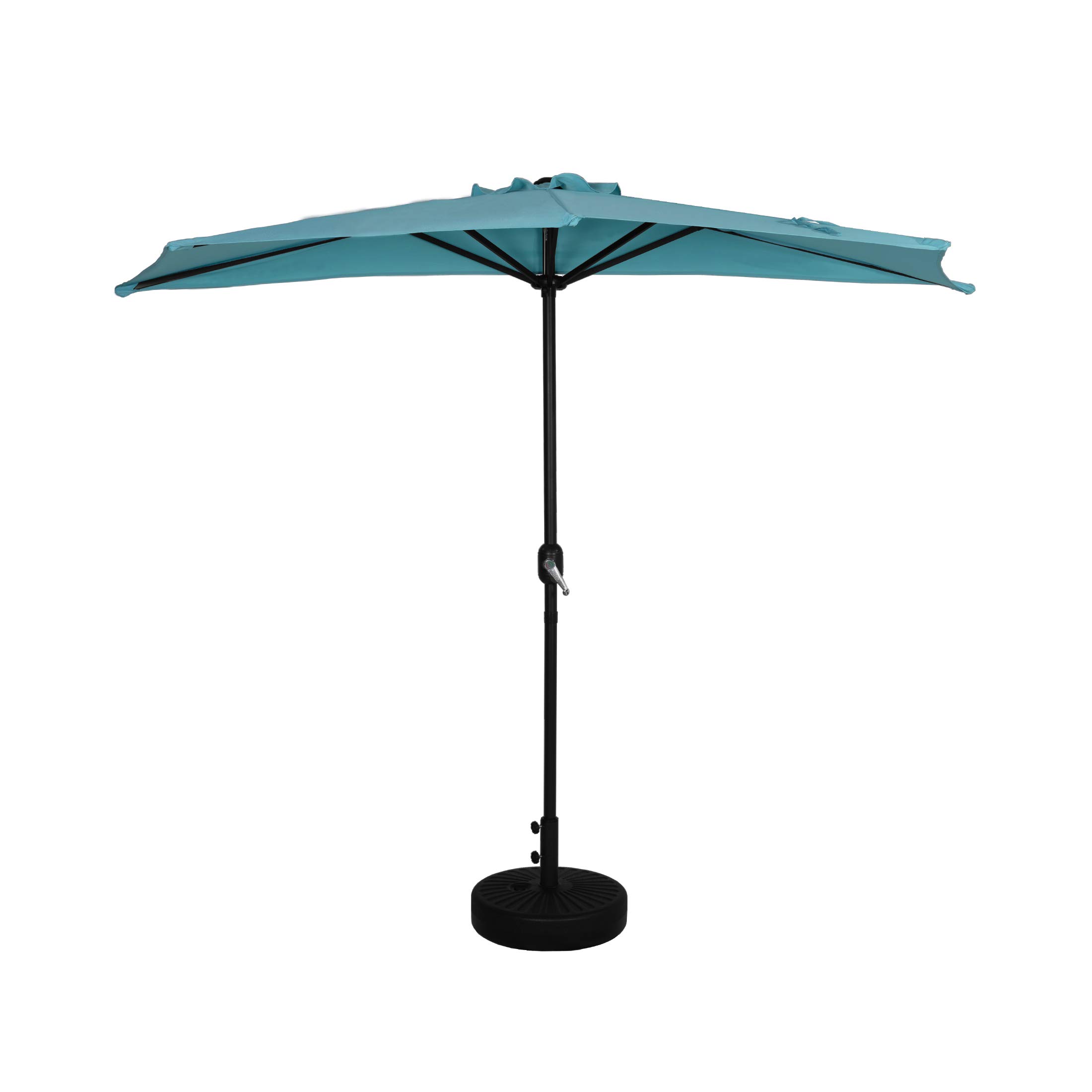 WO Home 9 FT Half Outdoor Market Table Umbrella with Weighted Base Kit - Perfect for Patio, Garden, and Poolside Shade