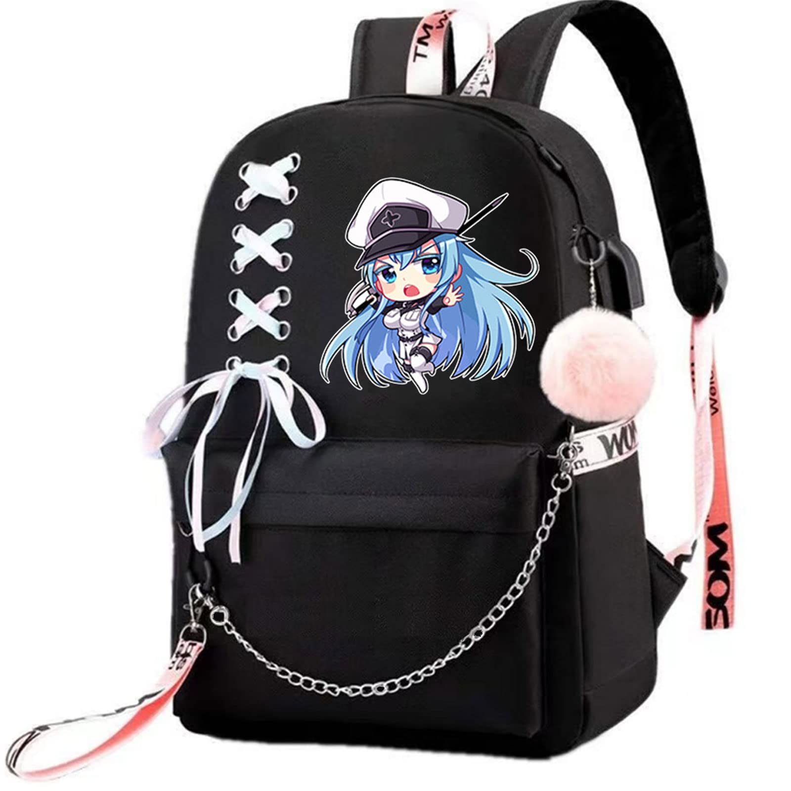 TKBASO Anime Akame Ga Kill! Cosplay Backpack - Stylish School Bag with Pendant for Girls & Teens | Perfect for School, Conventions & Anime Events