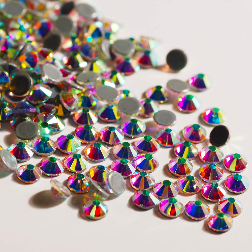 Premium Hotfix Rhinestones - Round Flatback Glass Gems for DIY Wedding Dresses & Costumes (AB, SS12) - Perfect for Bridal Gowns, Prom Dresses, and Craft Projects