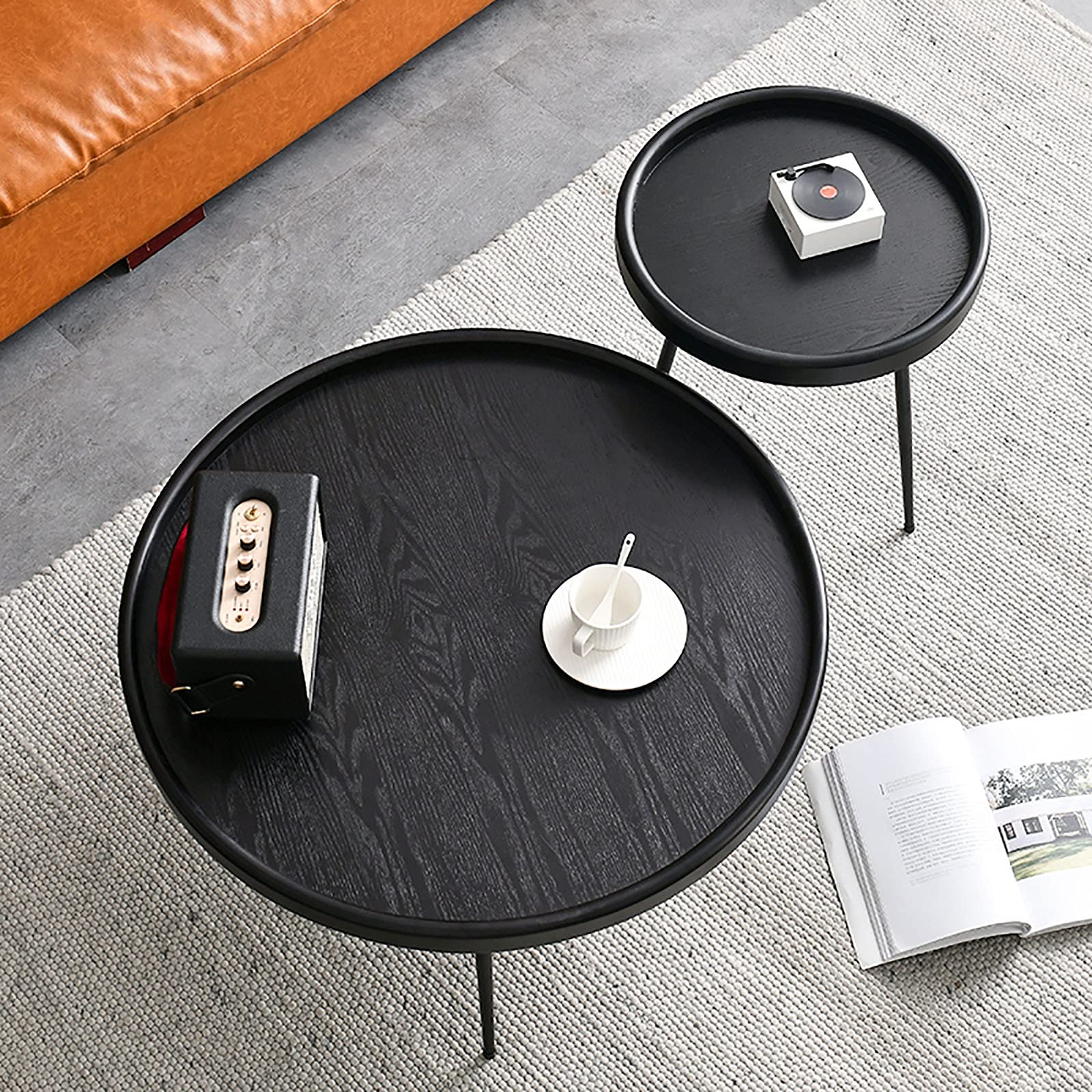 Nordic Round Coffee Table - 31.5 Inch Modern Sofa Side Table, Bedside Table, Corner Table for Living Room, Balcony, Bedroom - Perfect for Coffee, Snacks, Books & Decor