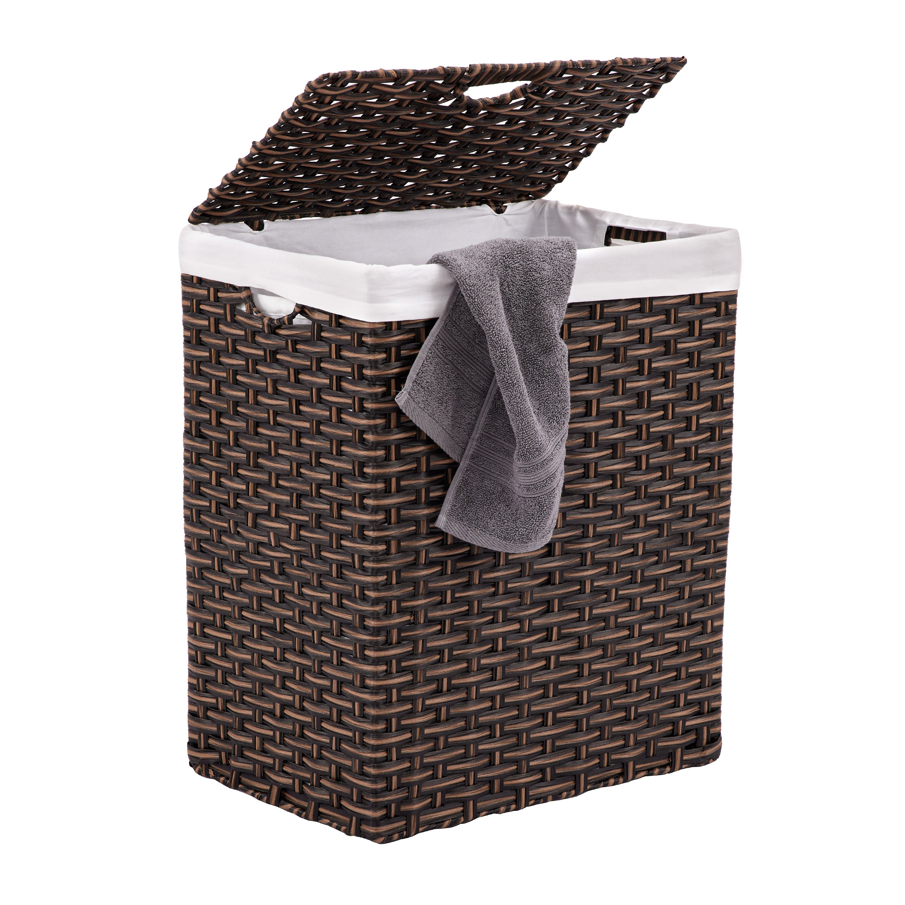 Handwoven Lidded Laundry Hamper Basket - Breathable Cotton Storage Bin for Clothes, Towels & Toys - Perfect for Bedroom, Bathroom & Nursery Organization