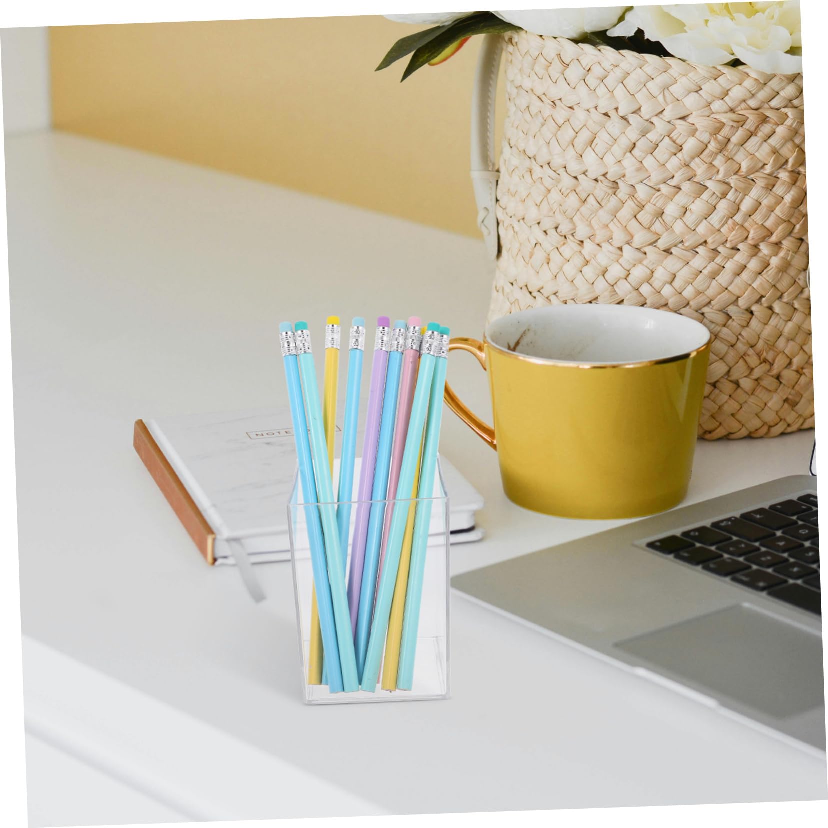 Clear Acrylic Makeup Brush Holder & Desk Organizer - Multifunctional Pen Pencil Cup for Office, Home Vanity, Bathroom Counter | Perfect for Cosmetics, Stationery, Toothbrush Storage