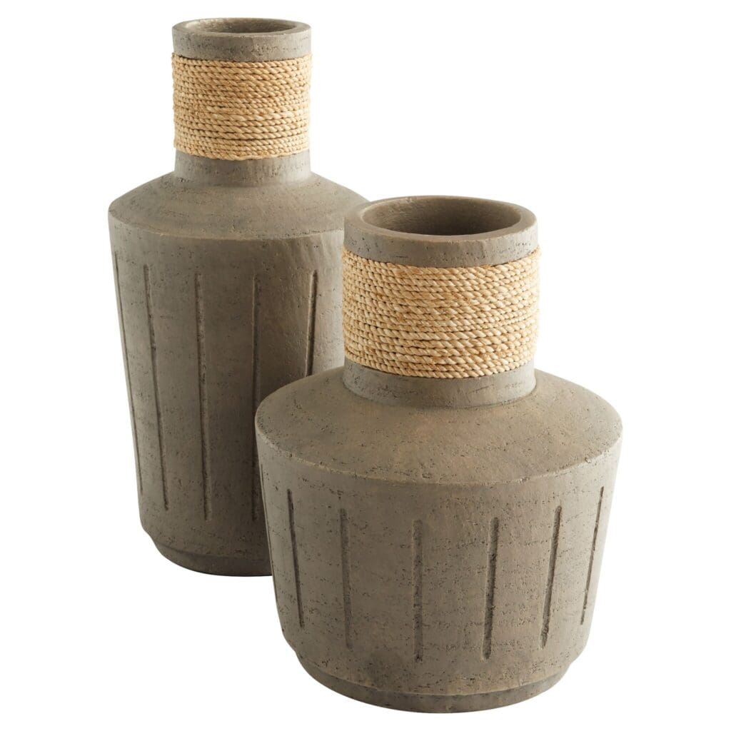Cyan Design 11556 Hydria Vase - Natural Taupe Squat Ceramic Vase for Home Decor, Centerpiece, Wedding & Tabletop Display