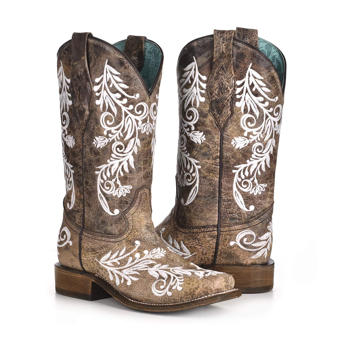 CORRAL Women's Western Cowhide Leather Boots - Embroidered Brown Cowboy Boots for Country Dancing, Rodeo & Casual Wear