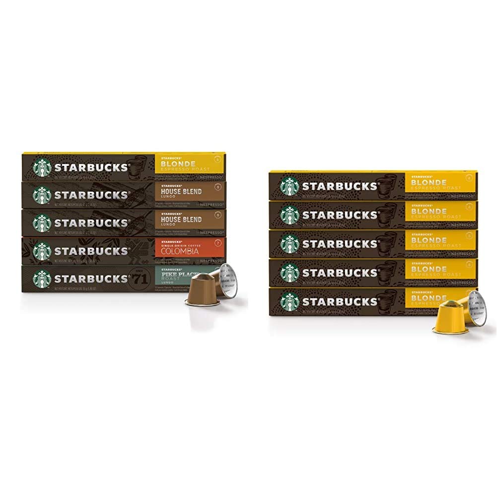 Starbucks by Nespresso Variety Pack Coffee Capsules (50 Count) - Compatible with Nespresso Original Line Machines - Perfect for Home, Office & Gifts