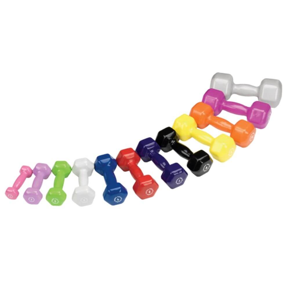 Body Solid BSTVD Vinyl Dumbbells - 5-50 lbs Set for Home Gym, Strength Training & Weightlifting | Durable Rubber Coated Free Weights for Men & Women
