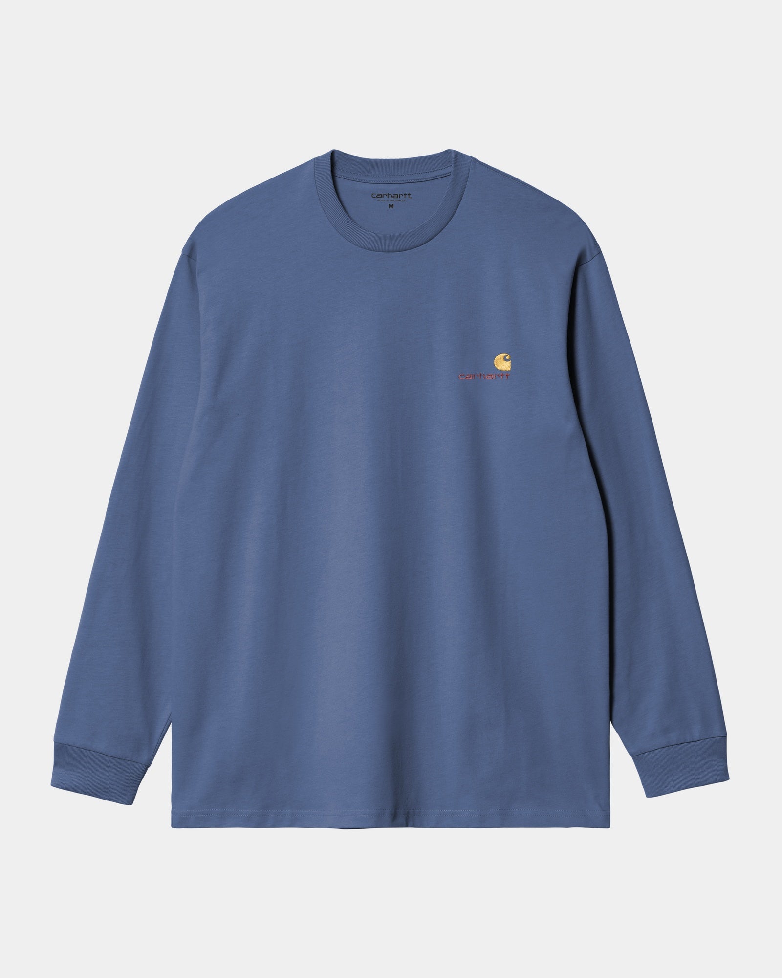 American Script Long Sleeve T-Shirt | Blue Iris Color | Casual Wear for Men & Women | Perfect for Everyday Outfits, Street Style & Layering