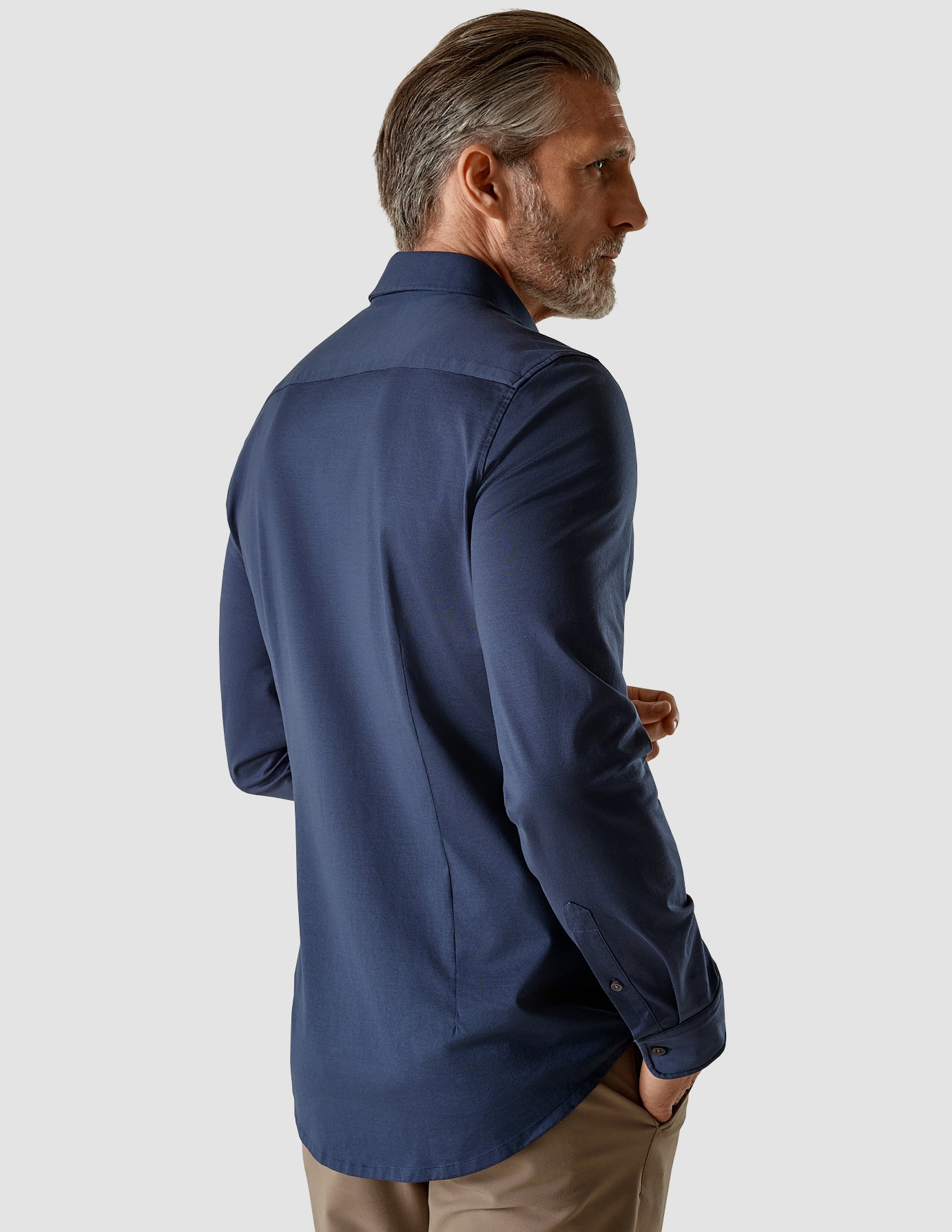 Classic Slim Fit Navy Blue Dress Shirt for Men - Perfect for Business, Office, and Formal Occasions