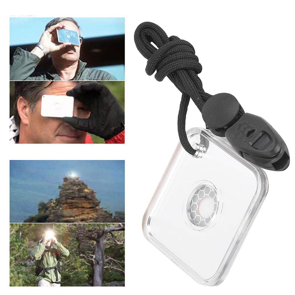 Demeras Survival Reflector Mirror - 2-in-1 Acrylic Safety Mirror with Lanyard & Emergency Whistle for Outdoor Adventures, Hiking, Camping & Emergency Signaling