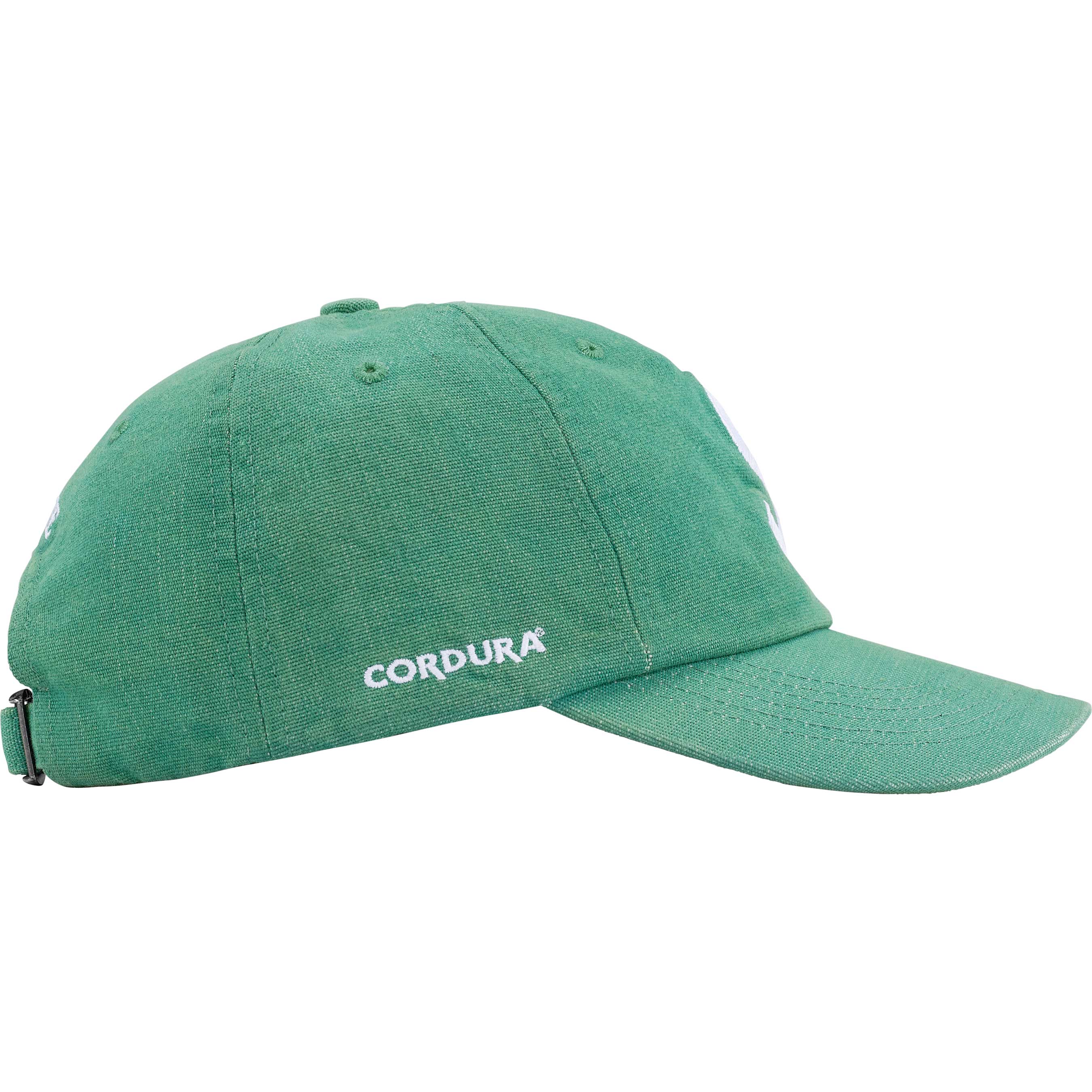Supreme Cordura® Denim S Logo 6-Panel Cap - Green Military Grade Durable Hat for Outdoor Sports & Streetwear Fashion