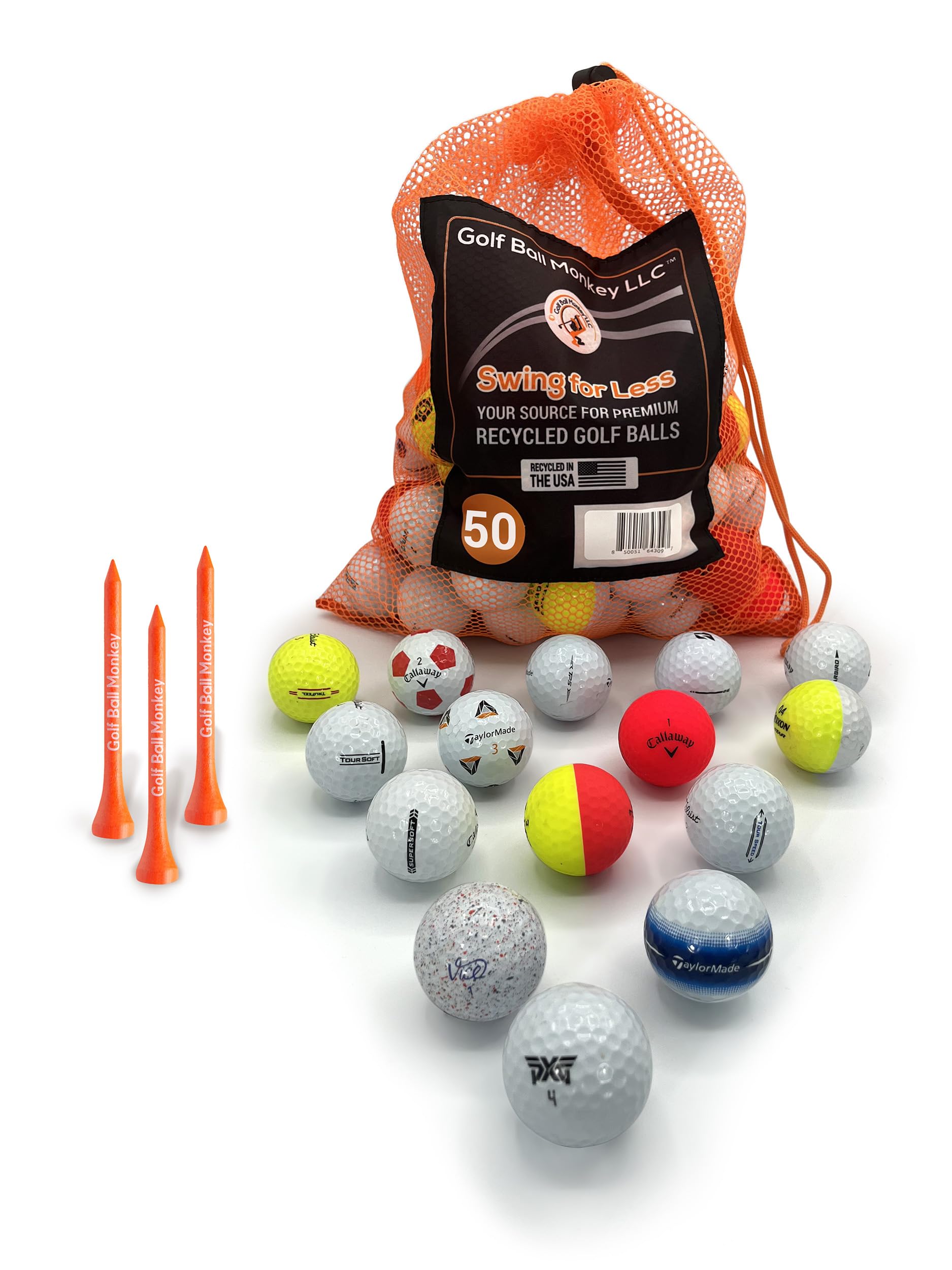 Premium Recycled Golf Balls Mix - Pro Series Variety Pack (Mint/Near Mint Condition) with 15 Tees & Mesh Bag | Top Brand Used Golf Balls for Practice & Course Play | Ideal for Driving Range, Training & Casual Golfers