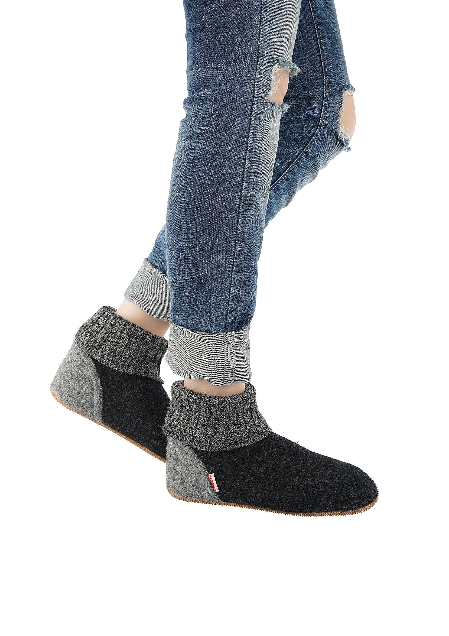 Giesswein Women's Wildpoldsried Hi-Top Slippers - Cozy Grey (Anthrazit) Wool Shoes, Size 7.5 UK - Perfect for Indoor Comfort & Winter Warmth at Home