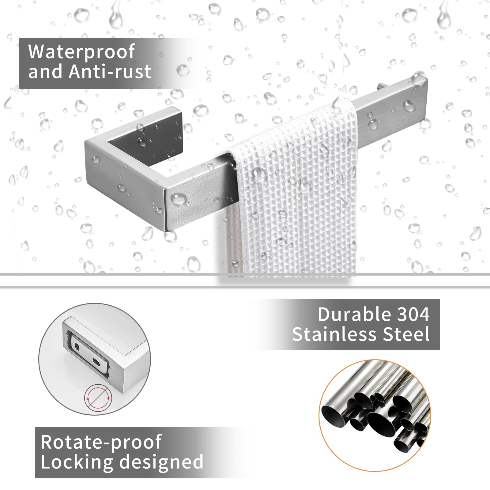 Fapully 8-Piece Stainless Steel Bathroom Accessories Set - Brushed Nickel Wall Mounted Hardware for Shower, Sink & Toilet - Modern Bathroom Decor for Home & Hotel Use