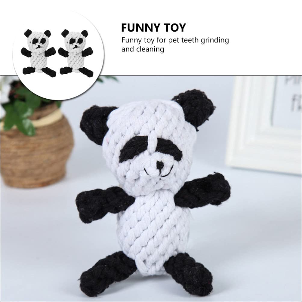 2 Pack Panda Shaped Dog Chew Toys - Durable Cotton Rope Chewing Toys for Small & Medium Dogs, Cat Teeth Cleaning Toy - Fun Interactive Pet Chew Toys for Puppies & Kittens - Perfect for Teething, Dental Care & Playtime