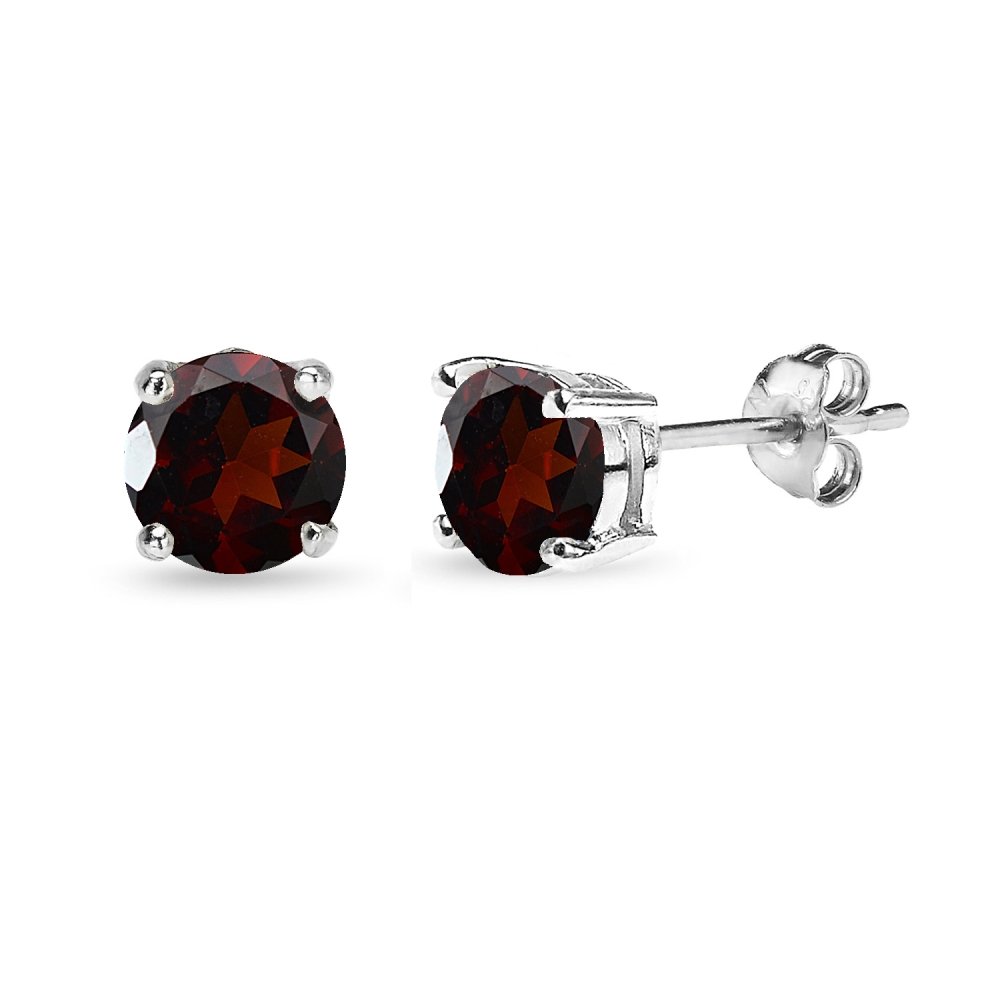 Birthstone Earrings for Women - Sterling Silver Stud Earrings with Genuine/Synthetic 6mm Round Gemstones - Perfect Gift for Girls, Teens & Bridesmaids - Ideal for Birthdays, Anniversaries & Special Occasions