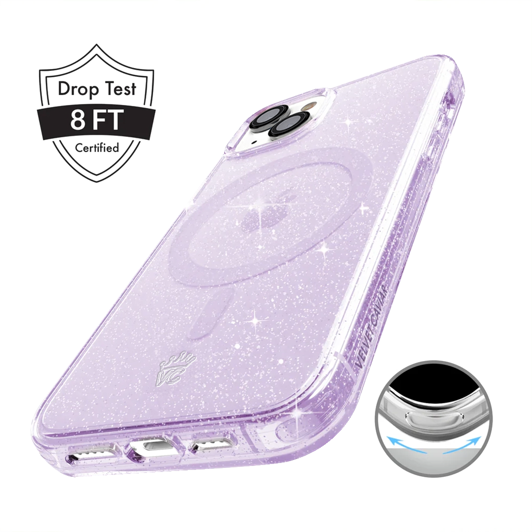 Lilac Stardust Glitter iPhone Case - Protective & Stylish Phone Cover for iPhone 13/14/15 - Perfect for Parties, Festivals & Everyday Use