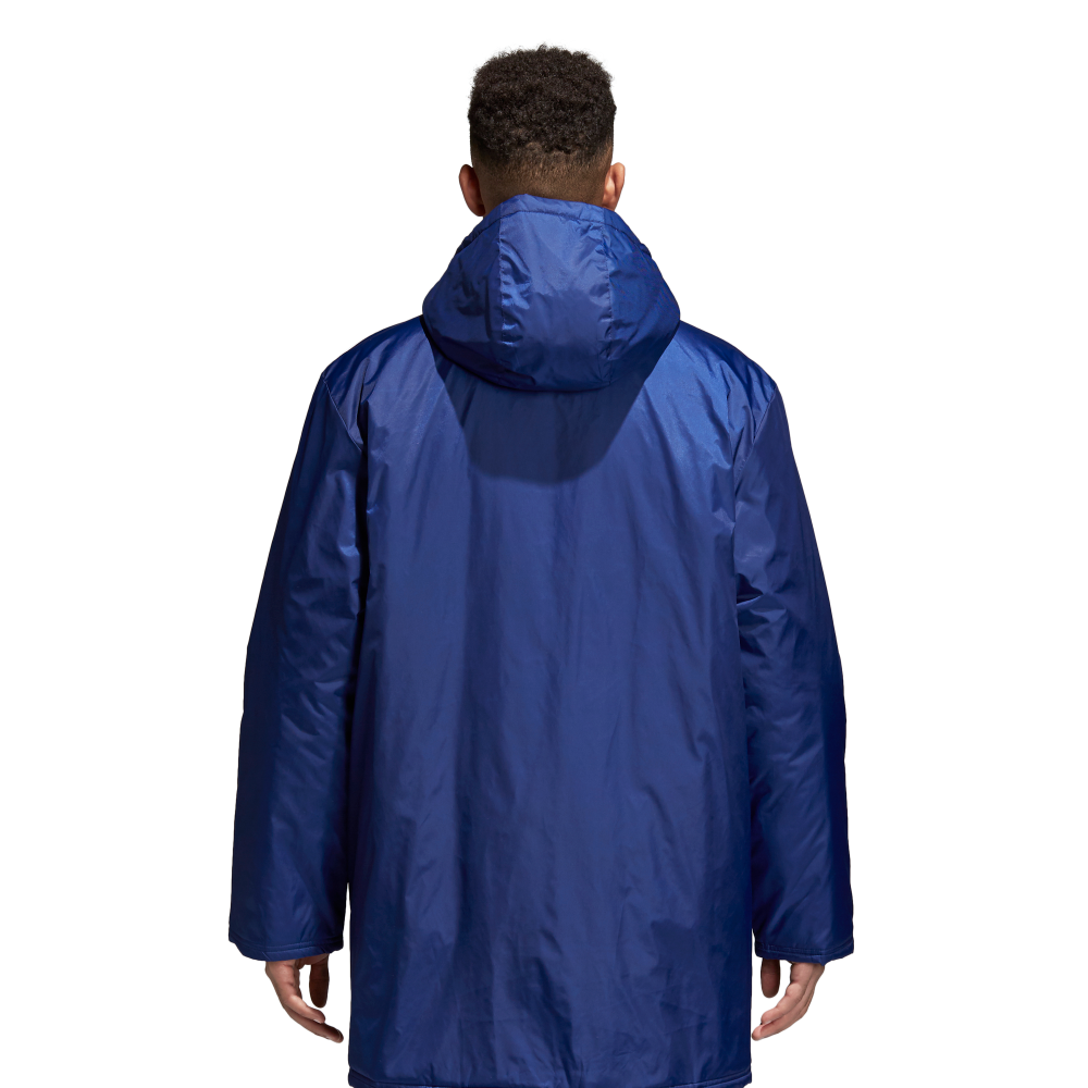 Adidas Core 18 Stadium Jacket for Men - Dark Blue/White Windbreaker - Lightweight Water-Resistant Running Jacket for Outdoor Sports & Casual Wear
