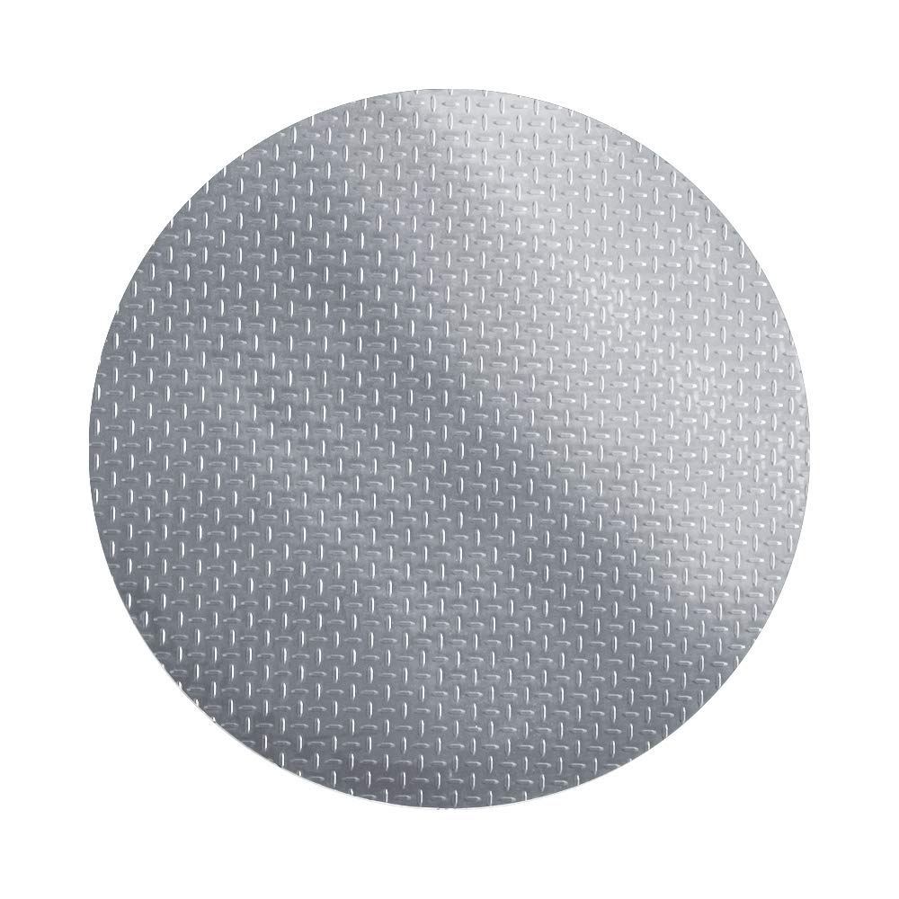 Heavy Duty RESILIA Round Grill Mat - 36 Inch Diameter Reusable Outdoor Floor Protector for Deck, Patio & Garage - Silver Diamond Plate Design for BBQ, Camping & Outdoor Cooking