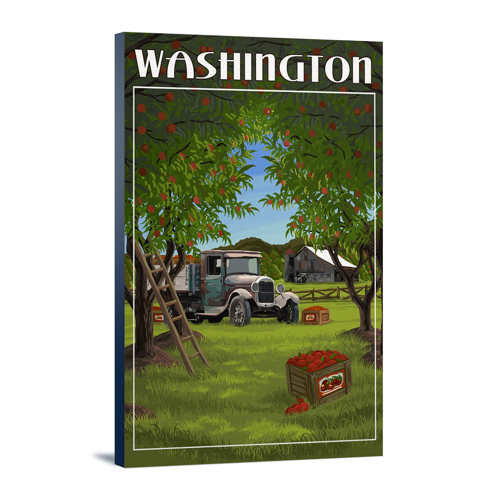 Lantern Press Washington Apple Harvest 12x18 Wrapped Canvas Wall Art - Perfect for Living Room, Bedroom & Office Decor