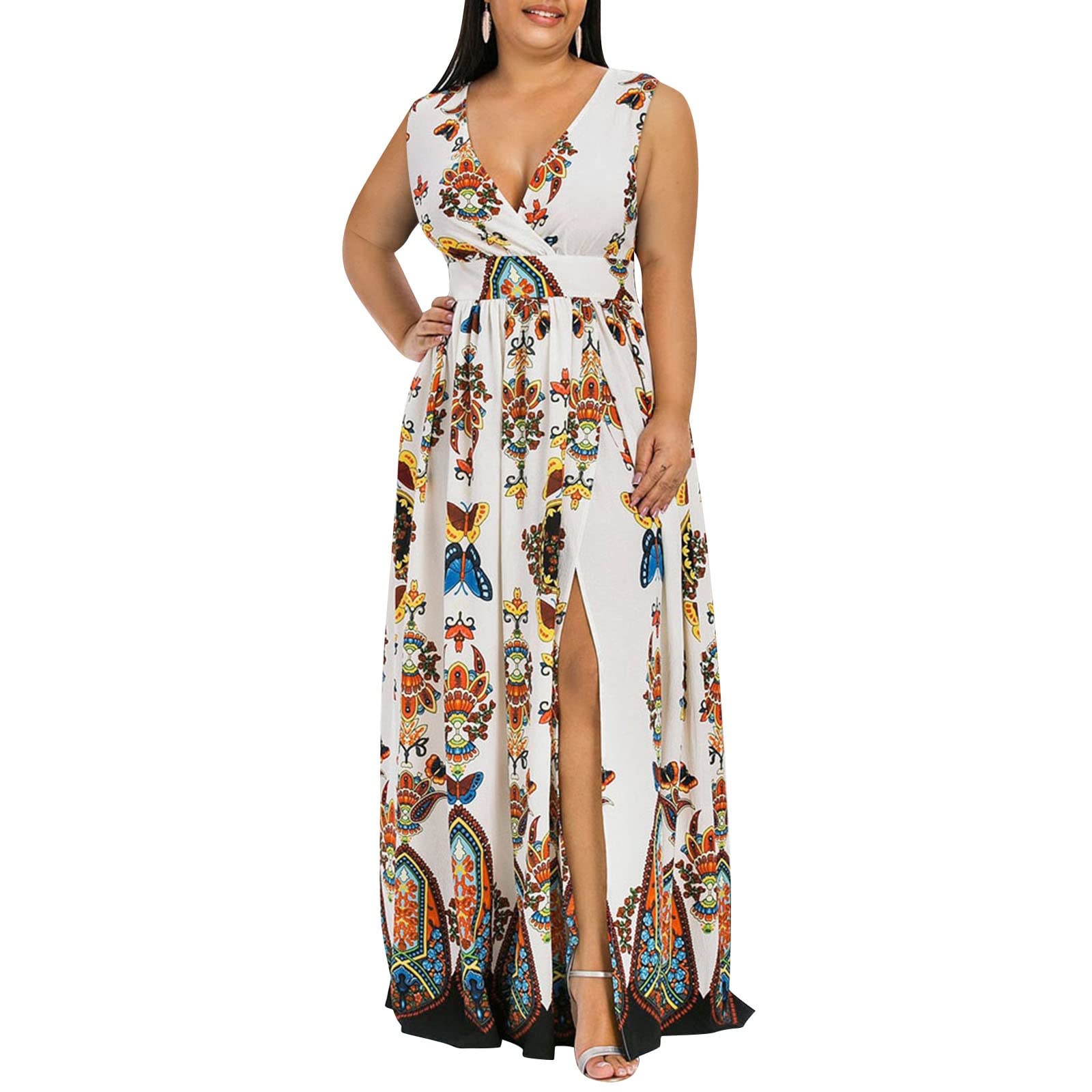 **Women's Casual Maxi Dress - Long Blue Beach Tunic Dress for Summer | Plus Size Midi Dress for Women | Perfect for Beach Vacations, Outdoor Parties & Everyday Wear**