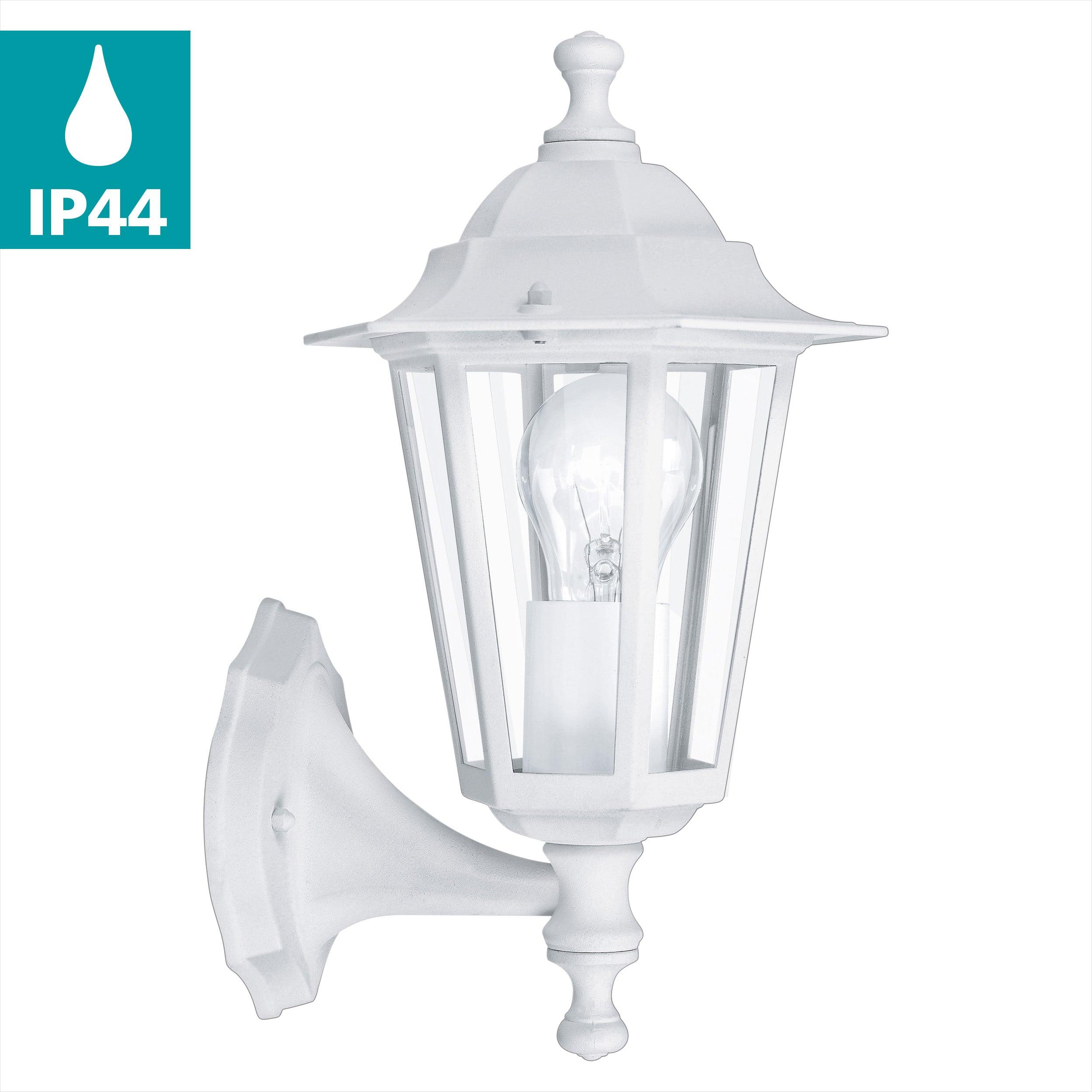 Eglo Laterna 5 White Outdoor Wall Lantern - IP44 Rated Weatherproof Exterior Light for Porch, Patio & Garden - Modern Upright Sconce Lighting