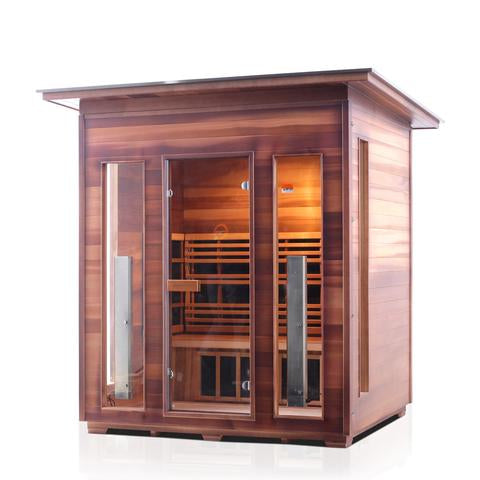 Enlighten Sauna Rustic 4-Person Full Spectrum Infrared Sauna for Indoor & Outdoor Use - Perfect for Home Spa, Relaxation & Detox Therapy
