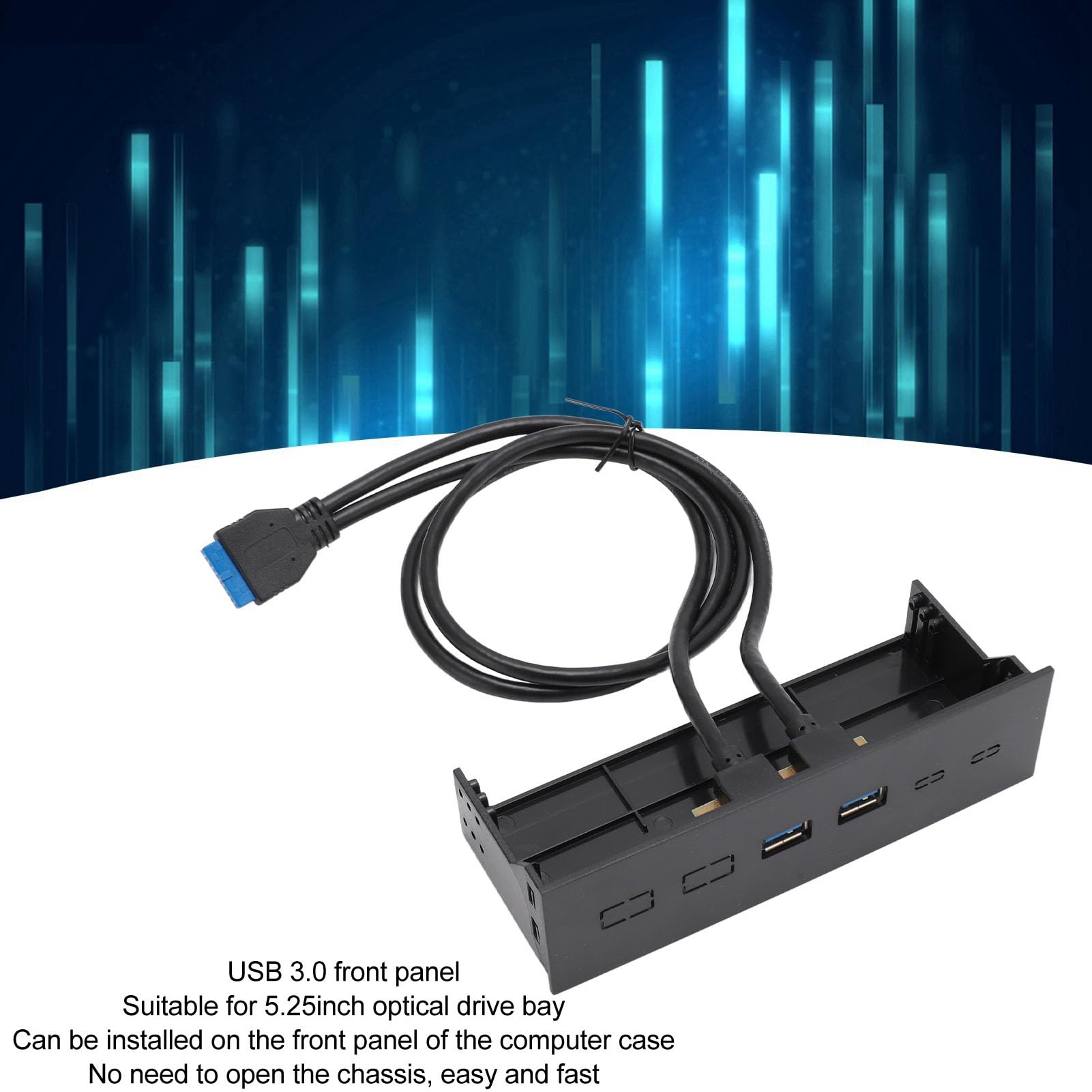 5.25 Inch USB 3.0 Hub Dual Port 5Gbps Expansion Card - High Speed Data Transfer for PC, Laptop, Desktop Computer - Easy Install in Computer Case for Extra USB Ports - Perfect for Gaming, Workstation & Home Office Setup