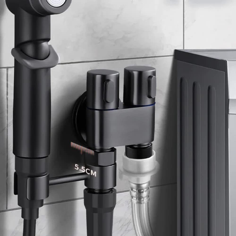 2023 New Dual Control Valve Handheld Bidet Sprayer Kit - 1-In-2-Out Toilet Faucet Sprayer with Black Valve for Butt Washer & Hand Shower Bidet Attachment | Perfect for Bathroom Hygiene, Travel & RVs