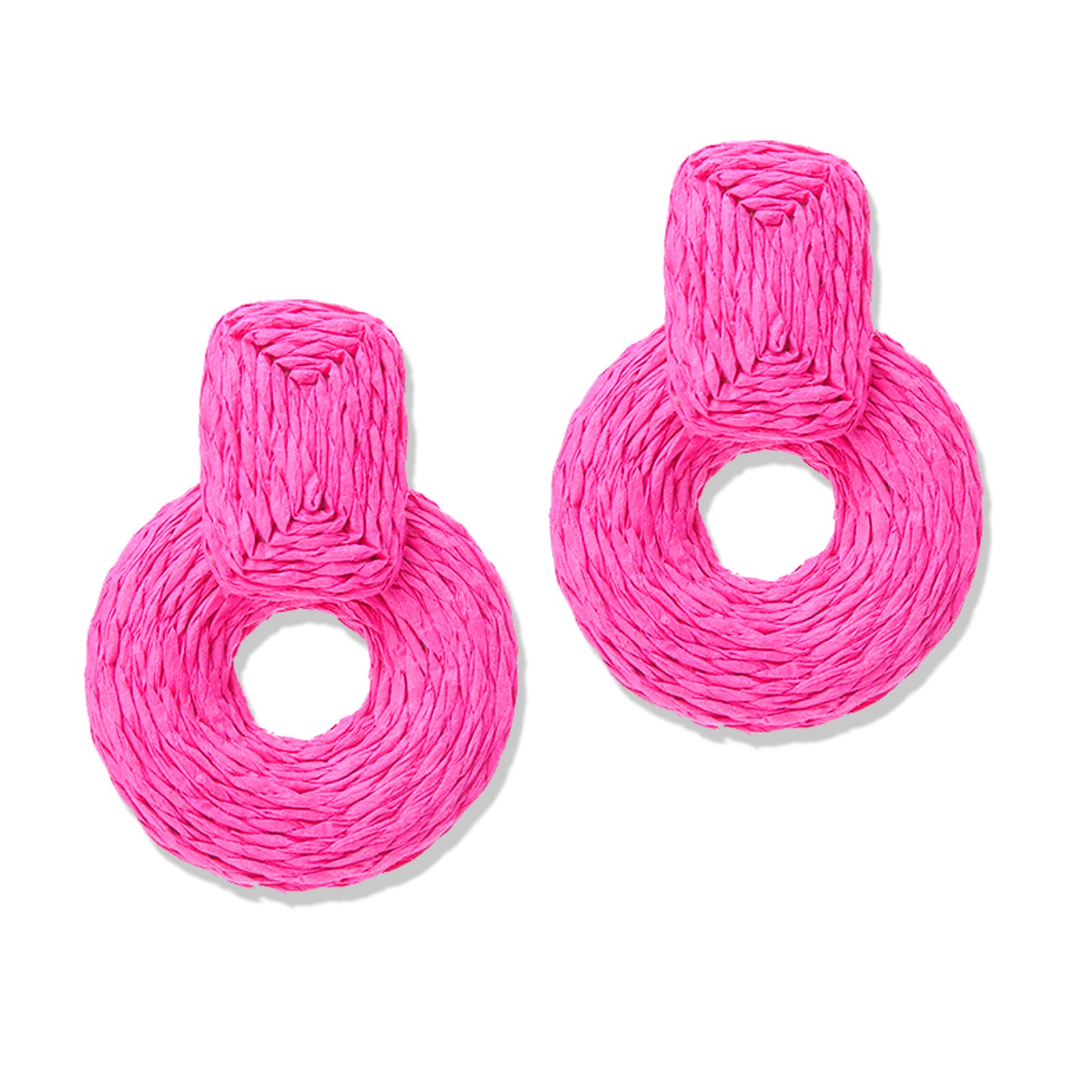 Boho Rattan Statement Earrings for Women - Handmade Straw Braid Drop Dangle Earrings - Perfect for Beach Vacations, Summer Outfits & Boho Fashion Accessories