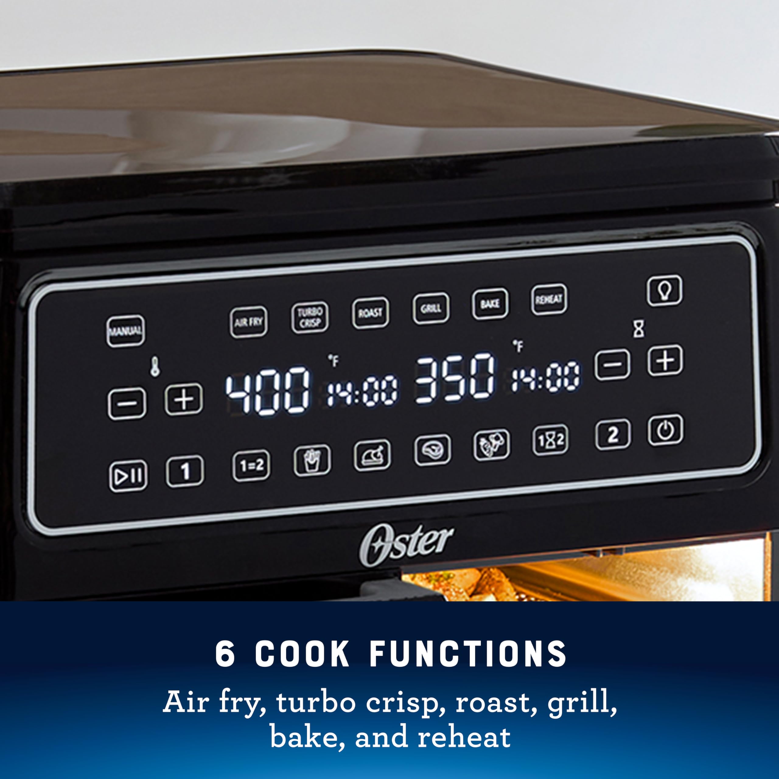 Oster 11-Quart Flex Air Fryer Oven - Dual Zone Air Fryer with 6 Cooking Functions & 2 Baskets - Large Capacity Countertop Air Fryer for Healthy Frying, Baking, Roasting - Perfect for Family Meals & Party Snacks