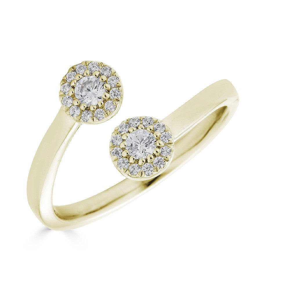 14K Gold 0.20 Carat Diamond Double Halo Circle Ring for Women - Elegant Wedding Band, Anniversary Gift & Everyday Jewelry