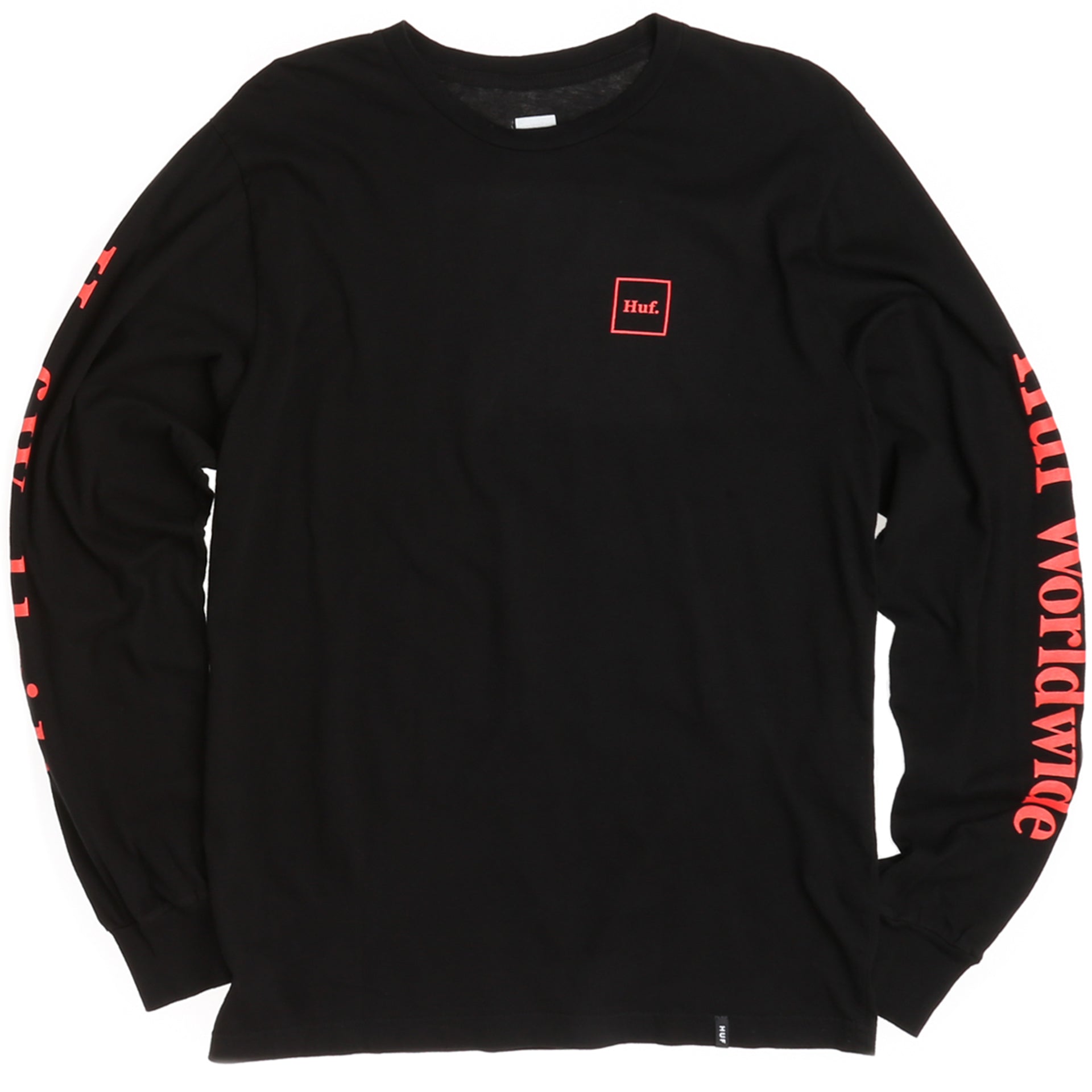 HUF Men's Long Sleeve T-Shirt - Black | Comfortable Cotton Crewneck Tee for Casual Wear & Street Style