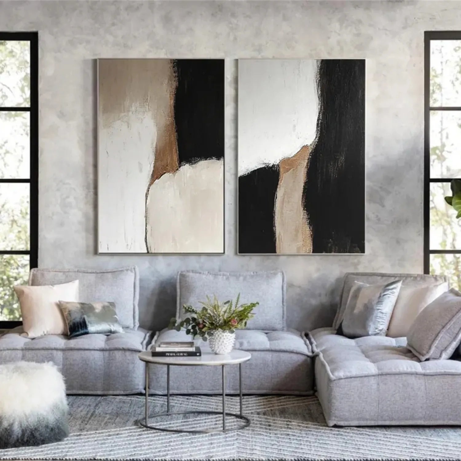 Abstract Tranquility Set of 2 Wall Art Paintings - Modern Canvas Prints for Living Room, Bedroom & Office Decor #WS193 | Home & Office Wall Decorations