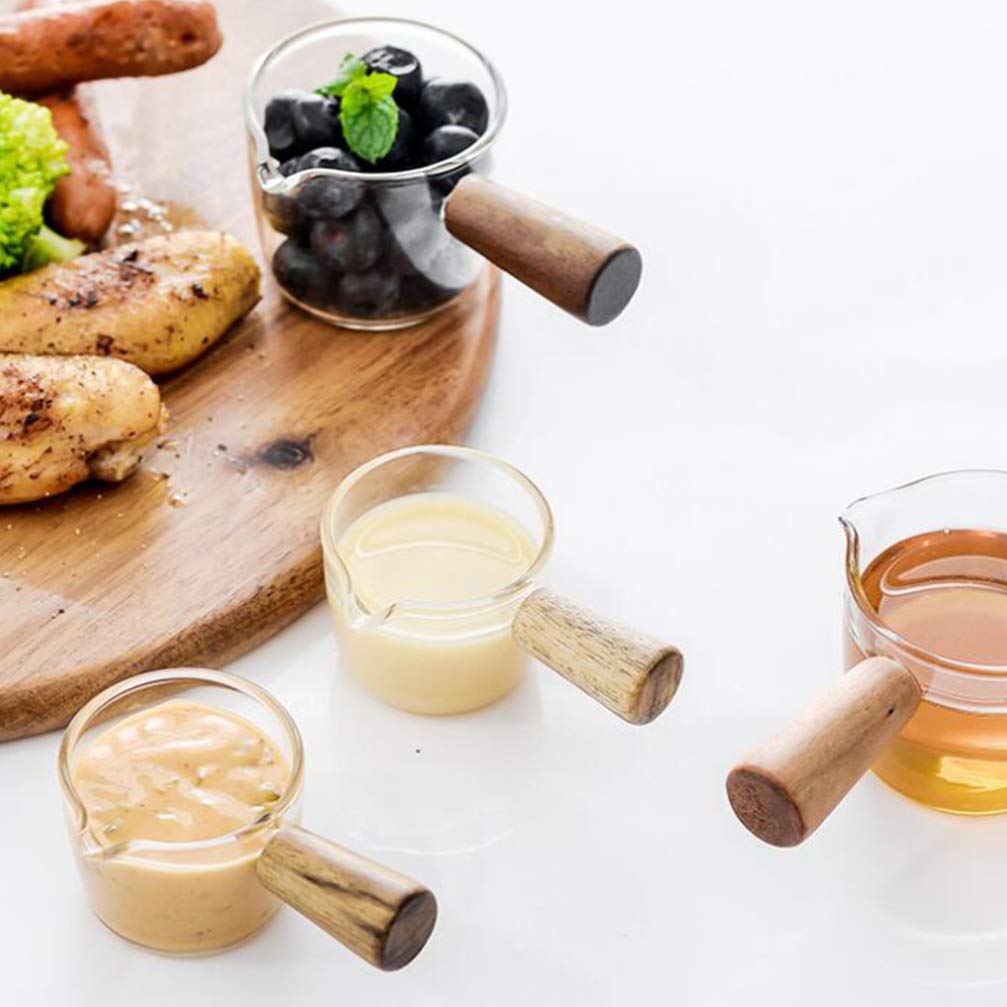 Premium Glass Sauce Dish with Handle - Mini Creamer Jug for Milk, Coffee, and Seasoning - Perfect for Home, Restaurant, and Catering - Elegant Appetizer Serving Dish - Size L - Ideal for Breakfast, Tea Parties, and Fine Dining Presentation