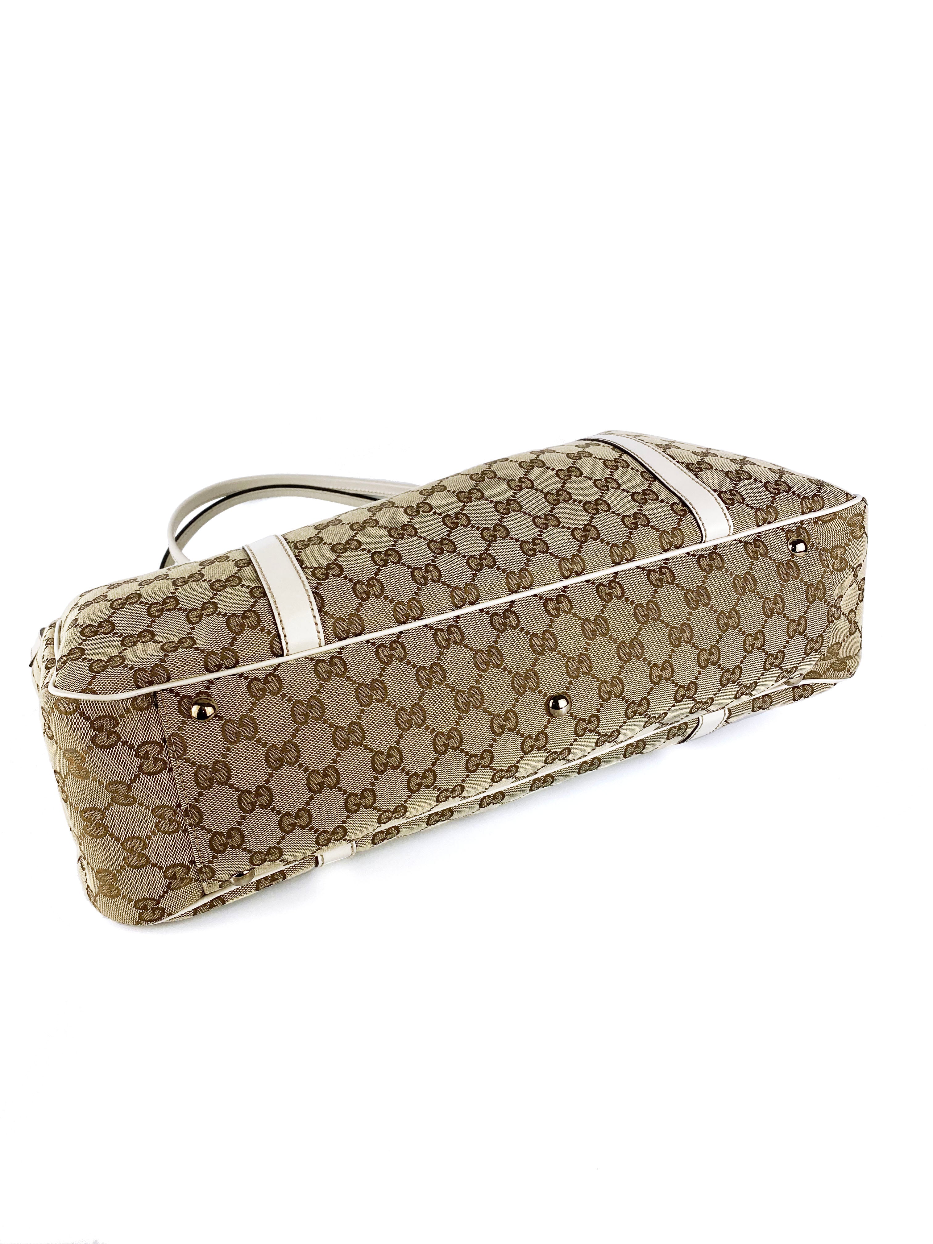Gucci White Monogram Tote Bag for Women - Luxury Designer Handbag for Work, Travel & Everyday Use