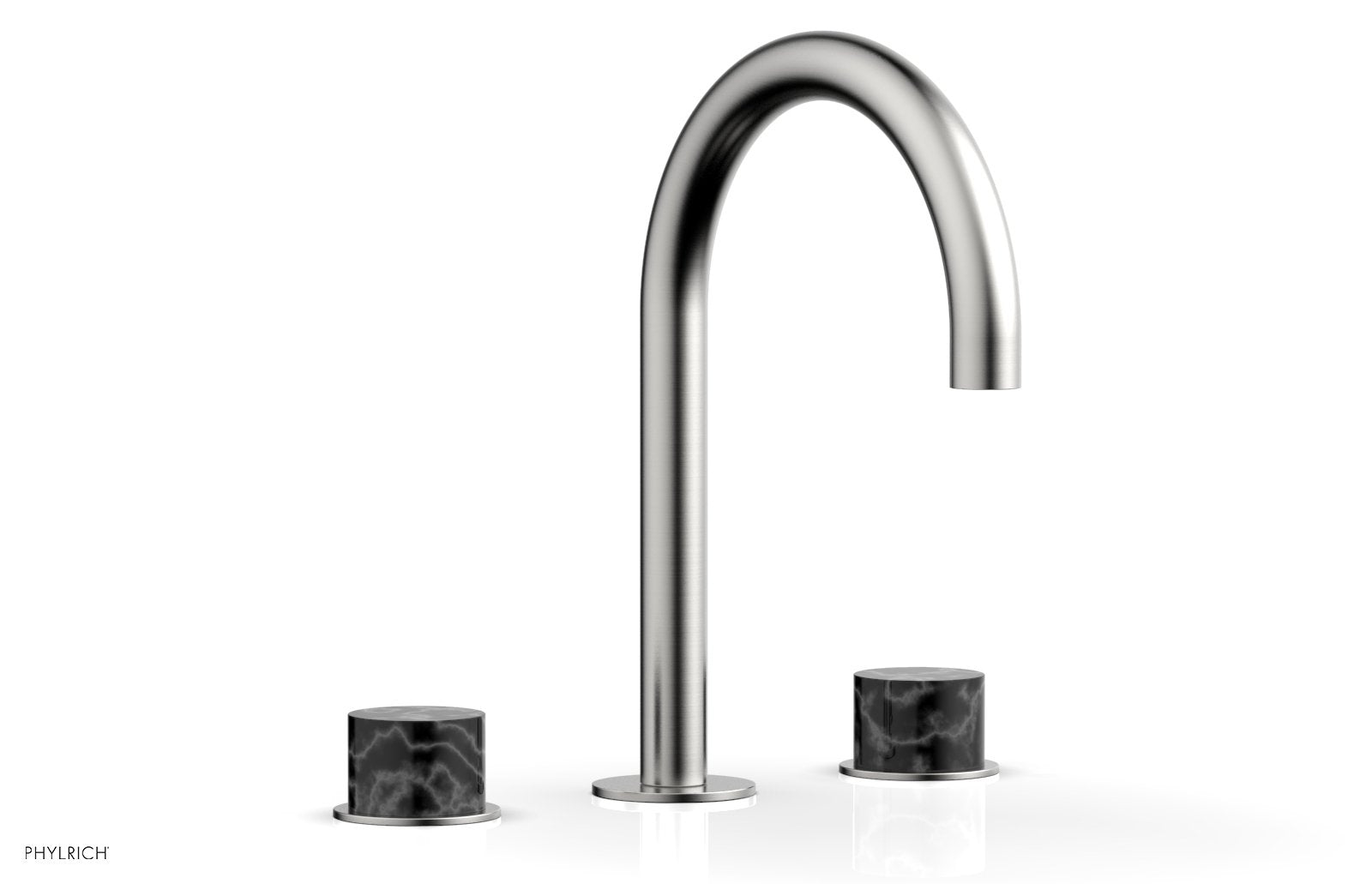Premium BASIC II Widespread Bathroom Faucet with Black Marble Handles - 8 Inch Centerset, Matte Black Finish for Modern Vanities - Perfect for Guest Bathrooms & Powder Rooms