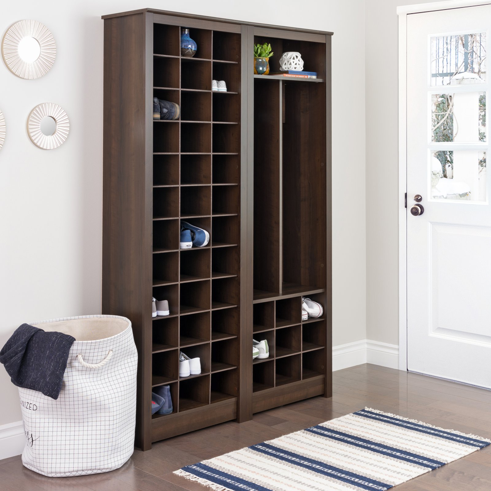 Prepac White Tall Storage Cabinet - 36 Shoe Organizer with Cubbies, Entryway Furniture (13