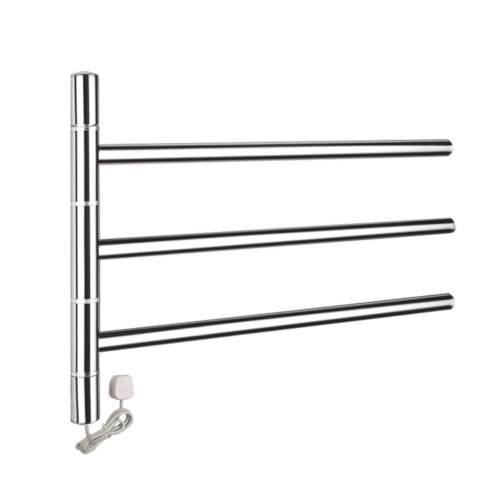 ALUS Electric Heated Towel Rack - 3-Bar Stainless Steel Bathroom Towel Warmer with Folding Arms & Wall Mount - Perfect for Bathrooms, Spas & Luxury Homes