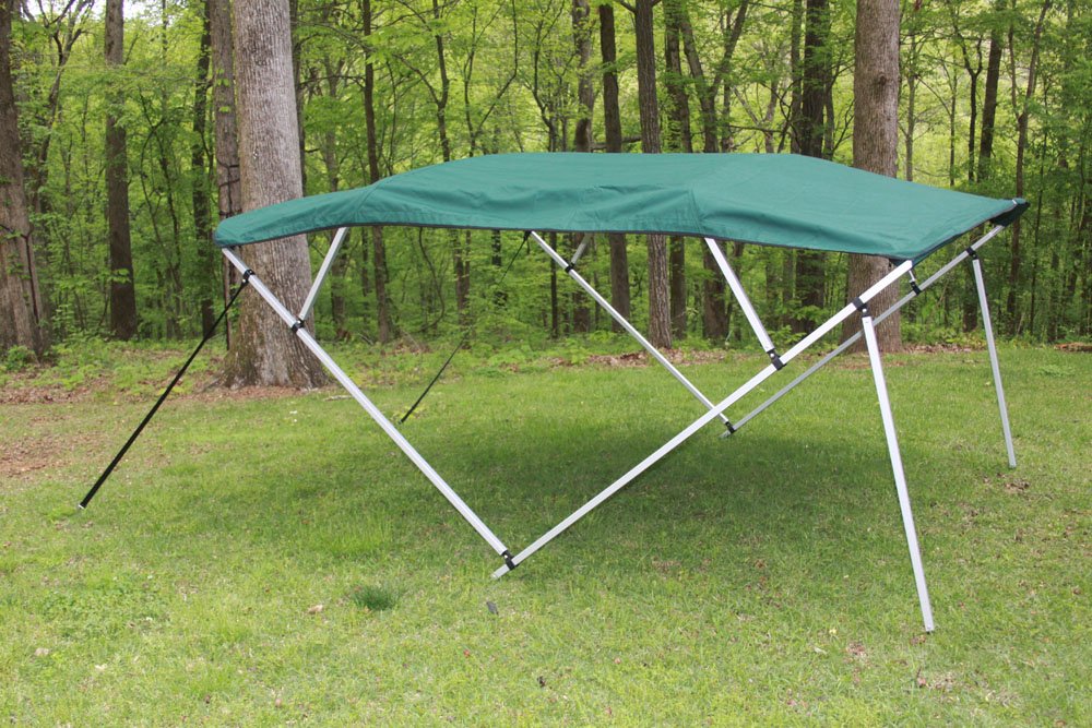 VORTEX 4 Bow Pontoon Boat Bimini Top - 8ft Green Square Tube Frame (Fits 97-103