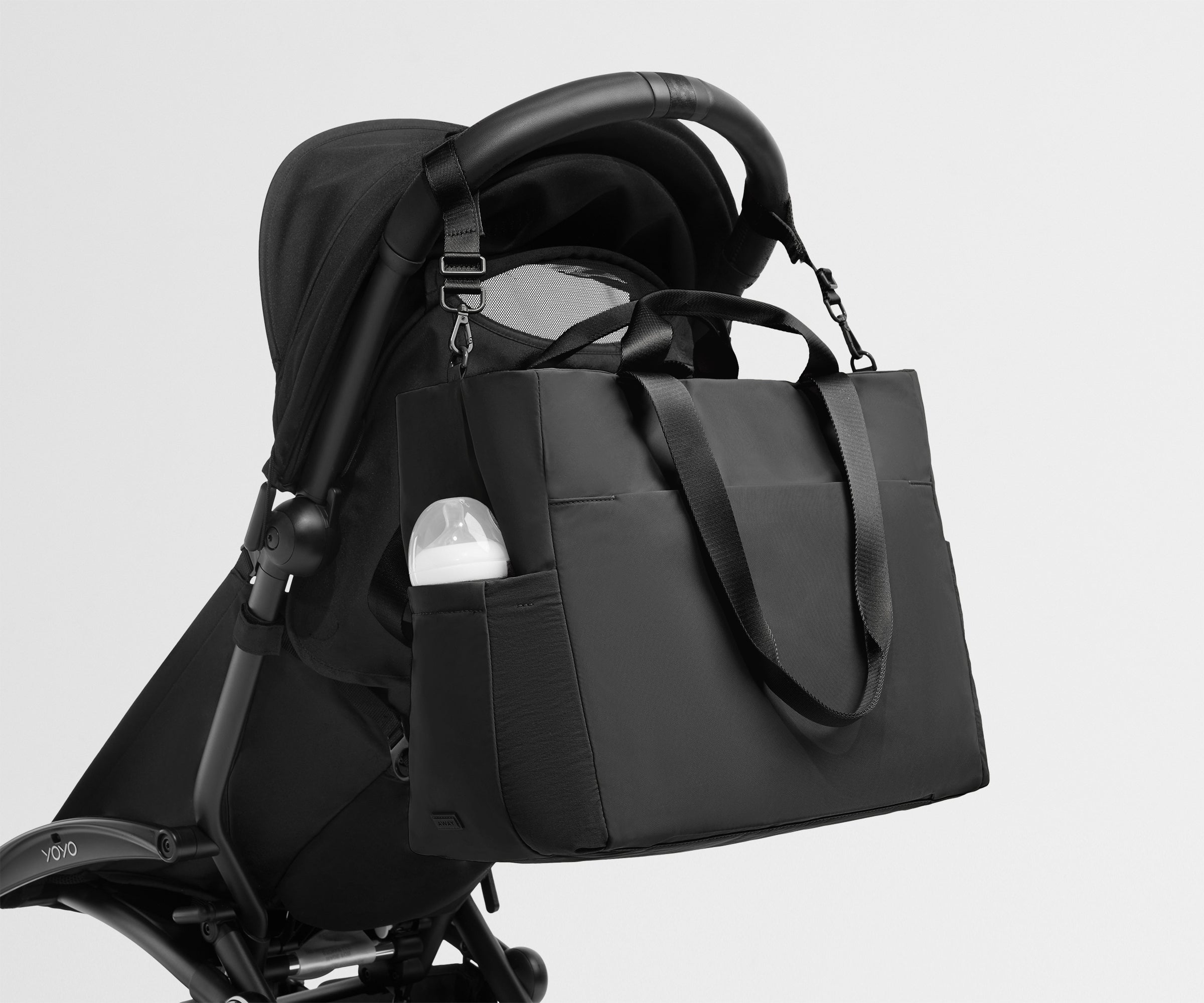 Lightweight Diaper Bag Tote in Jet Black - Stylish & Spacious Baby Essentials Organizer for Moms on the Go, Perfect for Travel, Shopping & Daily Outings