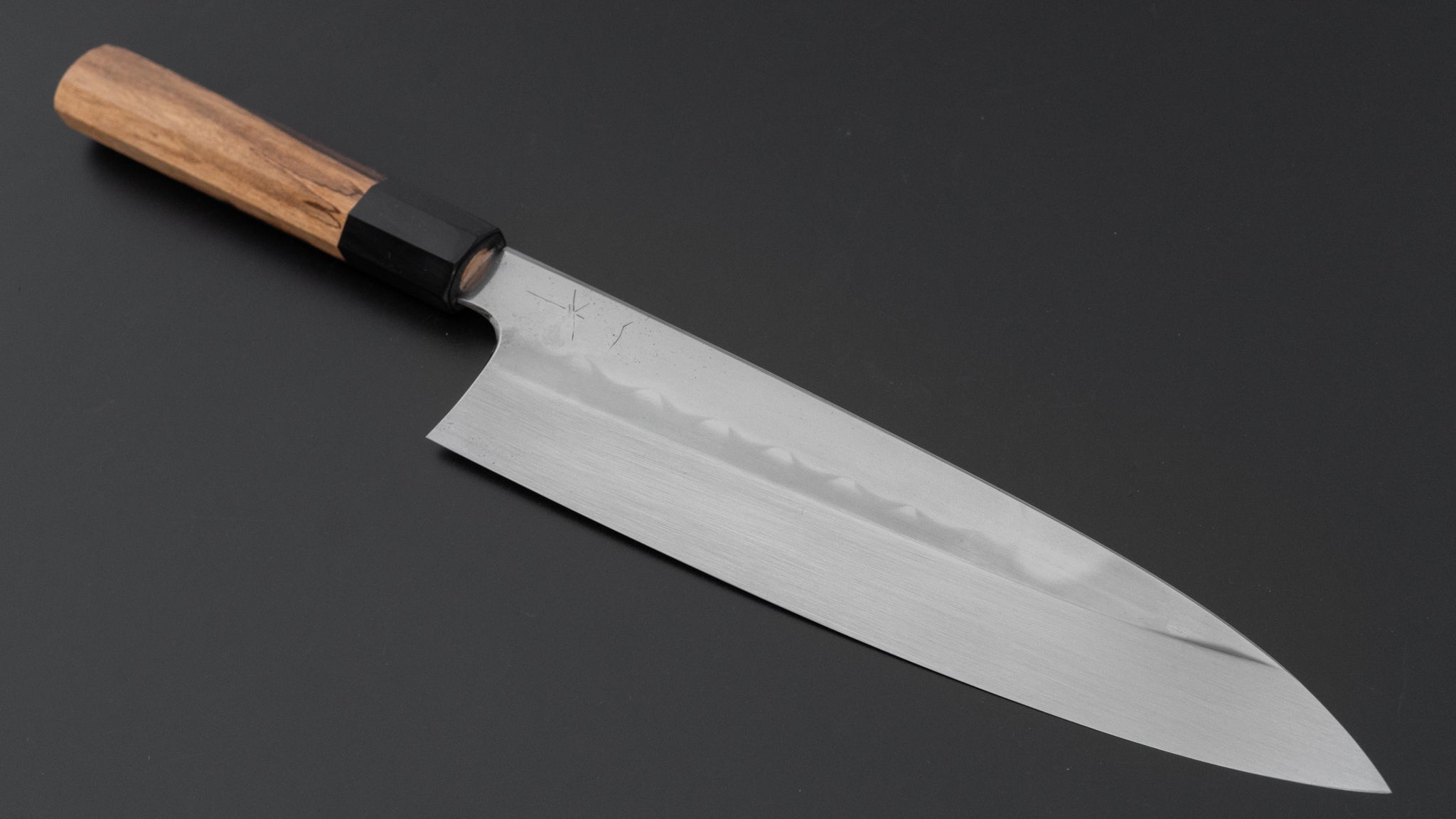 Premium Hitohira Togashi White #1 Notaremon Mizu Honyaki Gyuto 240mm Chef Knife - Kurokaki Persimmon Handle with Saya (#111) - Japanese Kitchen Knife for Professional Chefs & Home Cooking, Perfect for Slicing, Dicing & Precision Cutting